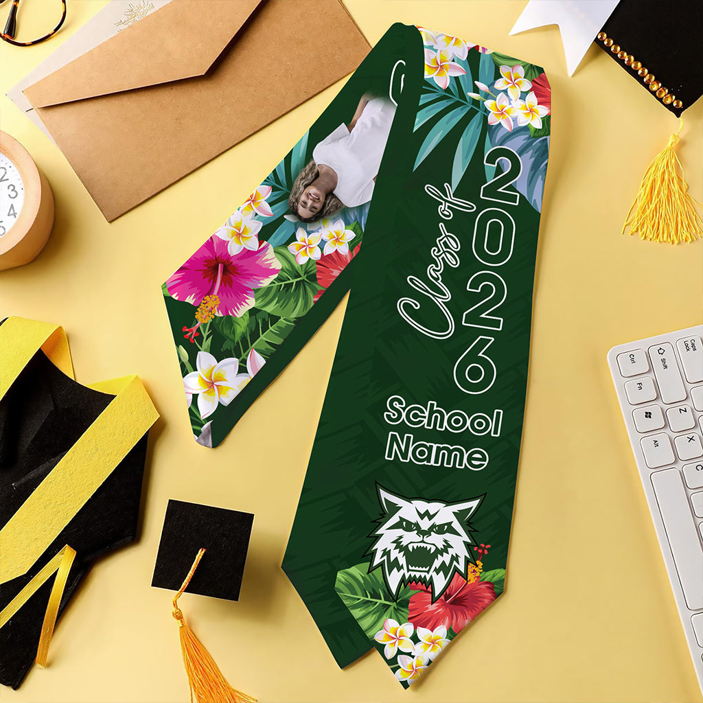 Hawaii Graduation Stole Custom Konawaena High School Class 2026 Tropical Hibiscus Island Style