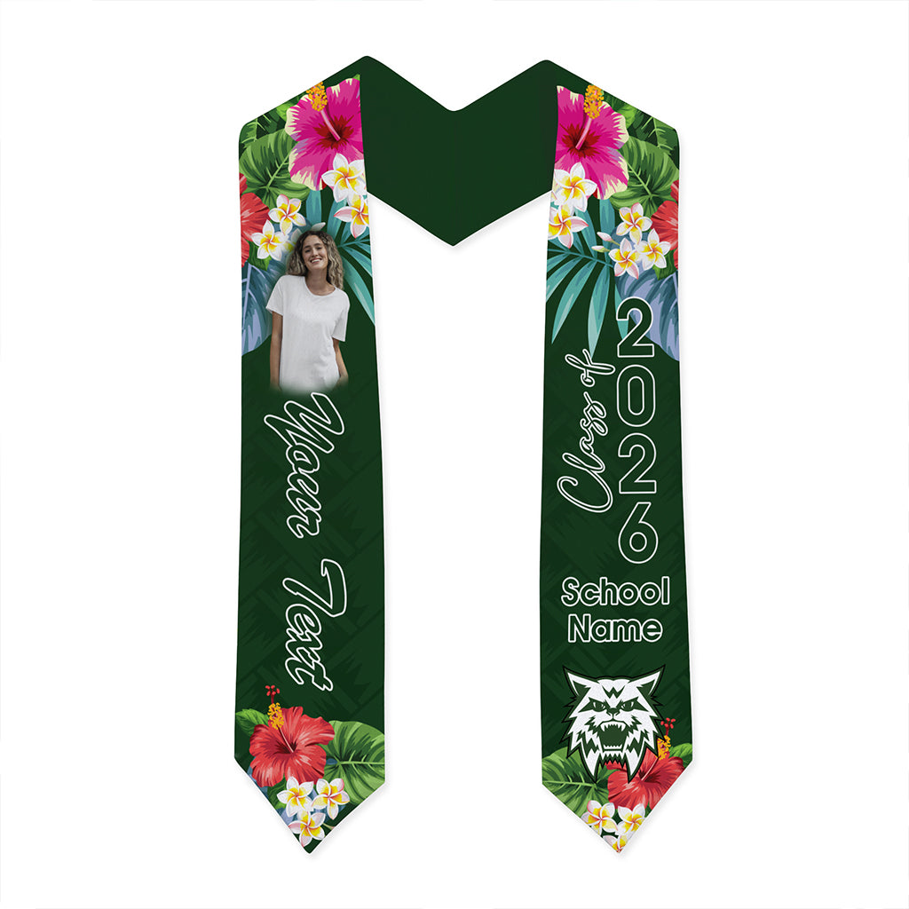 Hawaii Graduation Stole Custom Konawaena High School Class 2026 Tropical Hibiscus Island Style