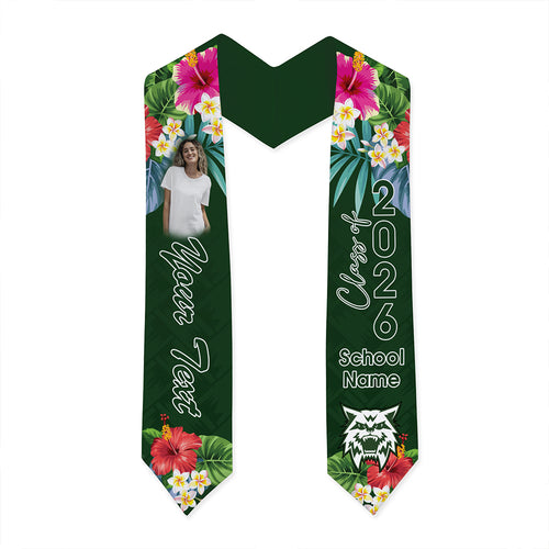 Hawaii Graduation Stole Custom Konawaena High School Class 2026 Tropical Hibiscus Island Style