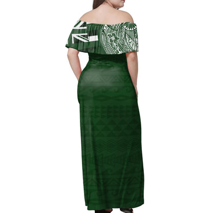 Hawaii Woman Off Shoulder Long Dress Konawaena High School With Crest Style