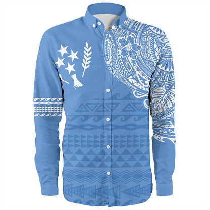 Kosrae Long Sleeve Shirt Polynesian Flag With Coat Of Arms