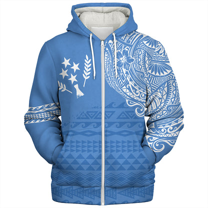 Kosrae Sherpa Hoodie Polynesian Flag With Coat Of Arms