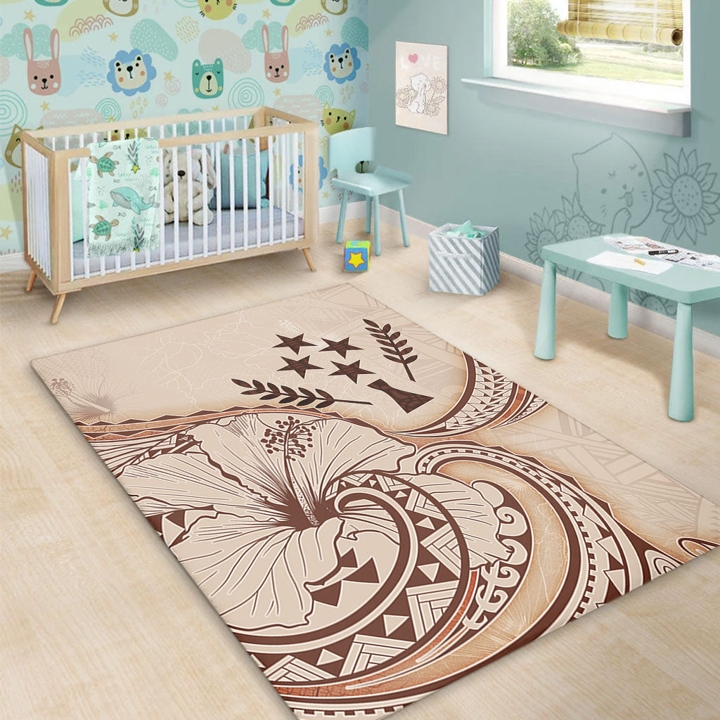 Kosrae Area Rug Hibiscus Flower Vintage Style