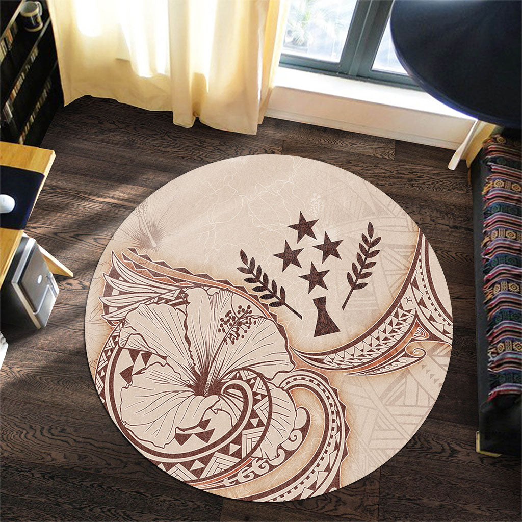 Kosrae Round Rug Hibiscus Flower Vintage Style