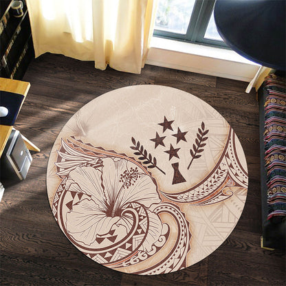Kosrae Round Rug Hibiscus Flower Vintage Style