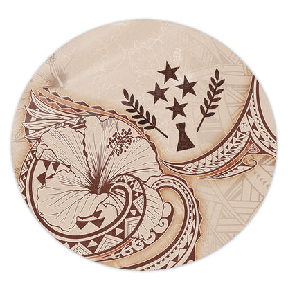 Kosrae Round Rug Hibiscus Flower Vintage Style