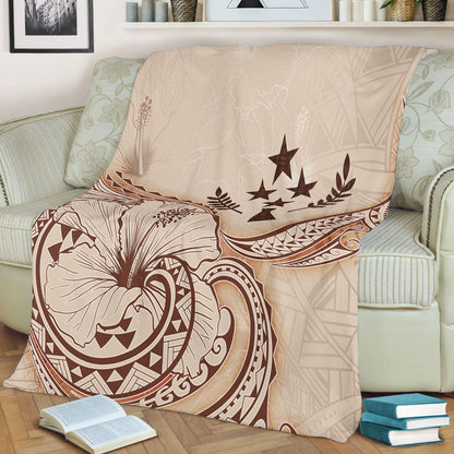 Kosrae Premium Blanket Hibiscus Flower Vintage Style