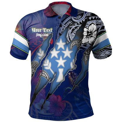 Kosrae Polo Shirt Custom Kosraean Blood Inside Me Polynesian Sleeve Tattoo Tropical Blue