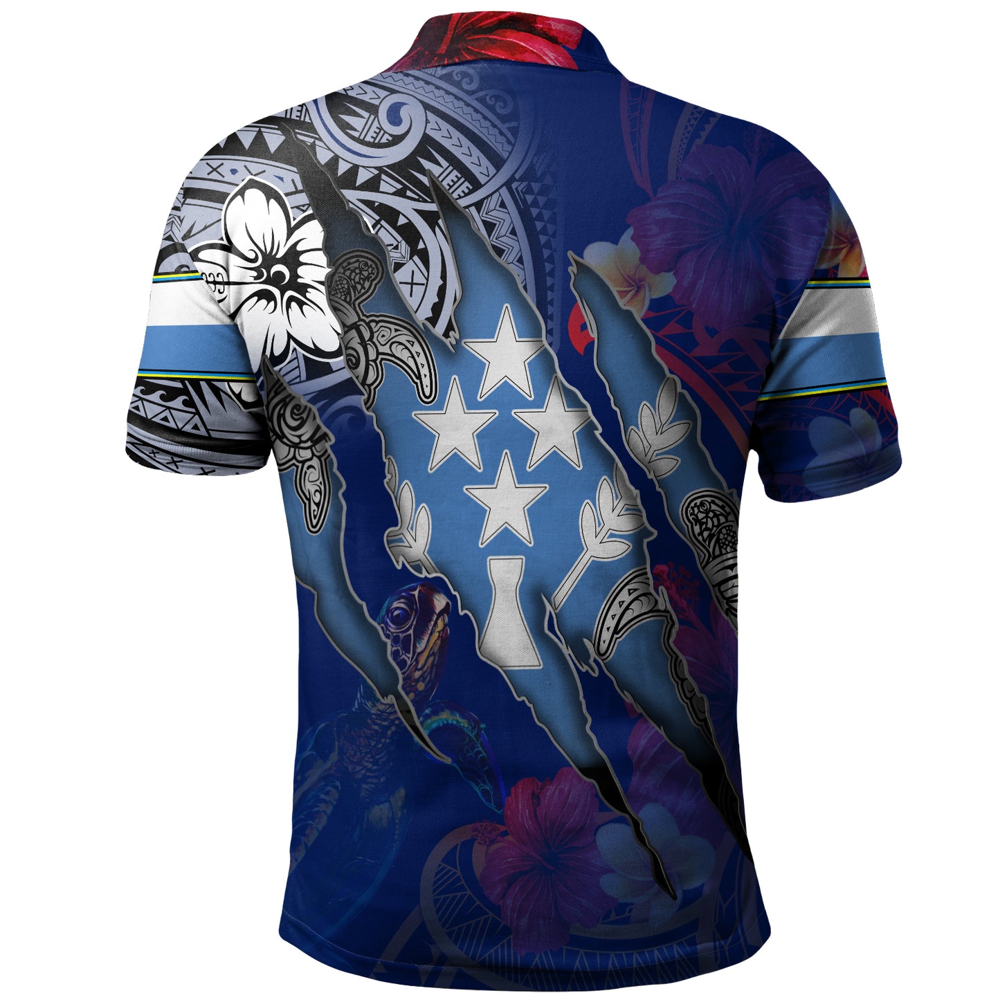 Kosrae Polo Shirt Custom Kosraean Blood Inside Me Polynesian Sleeve Tattoo Tropical Blue