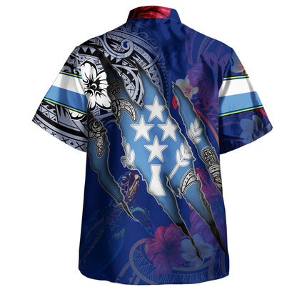 Kosrae Hawaiian Shirt Custom Kosraean Blood Inside Me Polynesian Sleeve Tattoo Tropical Blue