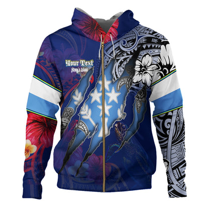 Kosrae Hoodie Custom Kosraean Blood Inside Me Polynesian Sleeve Tattoo Tropical Blue