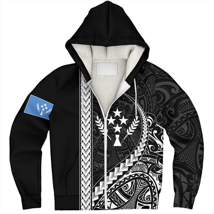 Kosrae Sherpa Hoodie Tribal Micronesian Coat Of Arms