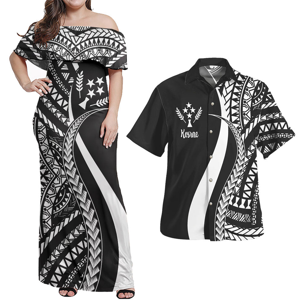 Kosrae Combo Dress And Shirt - Micronesian Tentacle Tribal Pattern White