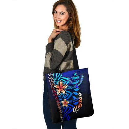 Kosrae Custom Personalised Tote Bag Blue Vintage Tribal Mountain