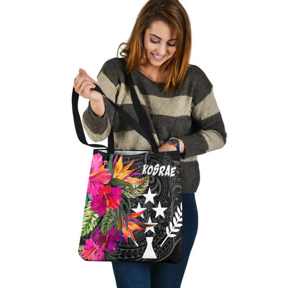 Kosrae Custom Personalised Tote Bag Polynesian Hibiscus Pattern