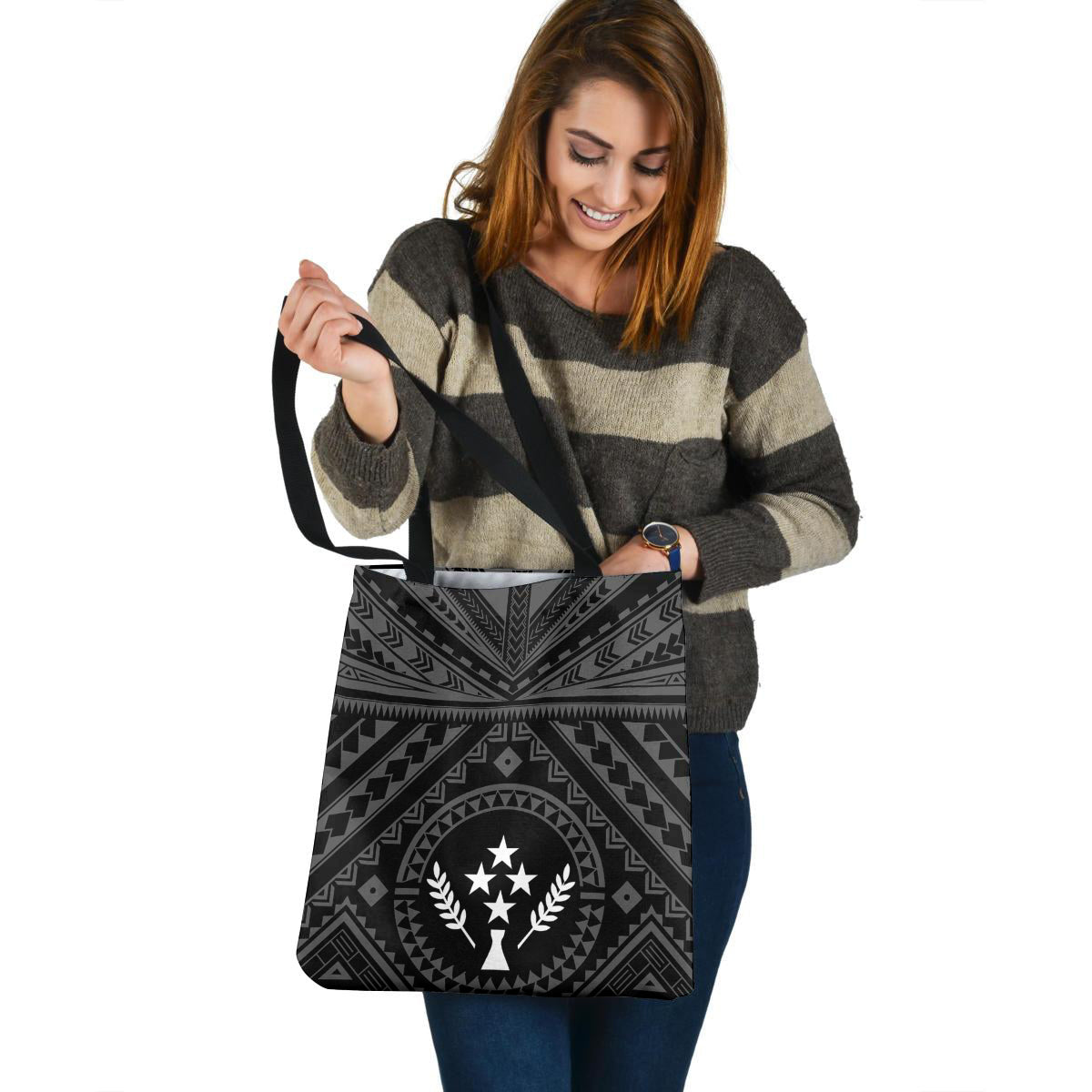 Kosrae Custom Personalised Tote Bag Polynesian Tattoo Style