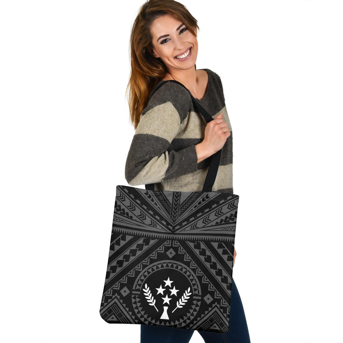 Kosrae Custom Personalised Tote Bag Polynesian Tattoo Style