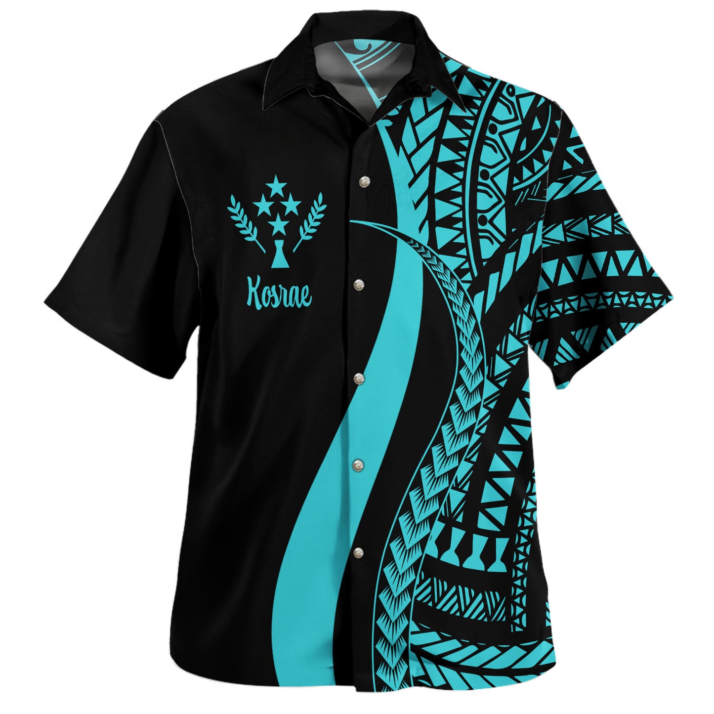 Kosrae Combo Dress And Shirt - Micronesian Tentacle Tribal Pattern Turquoise