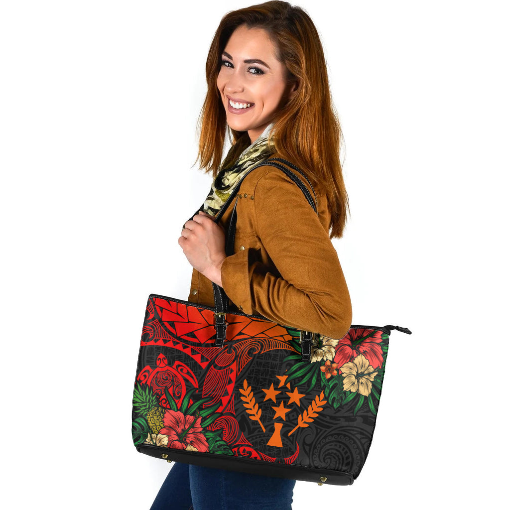 Kosrae Leather Tote Bag Polynesian Turtle Tropical