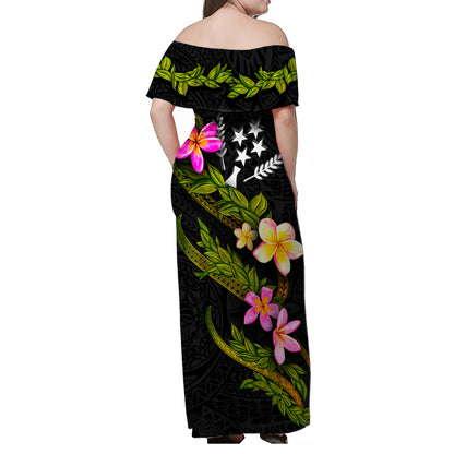 Kosrae Women Off Shoulder Long Dress - Plumeria Tribal