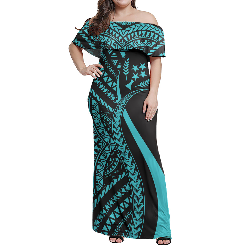 Kosrae Combo Dress And Shirt - Micronesian Tentacle Tribal Pattern Turquoise