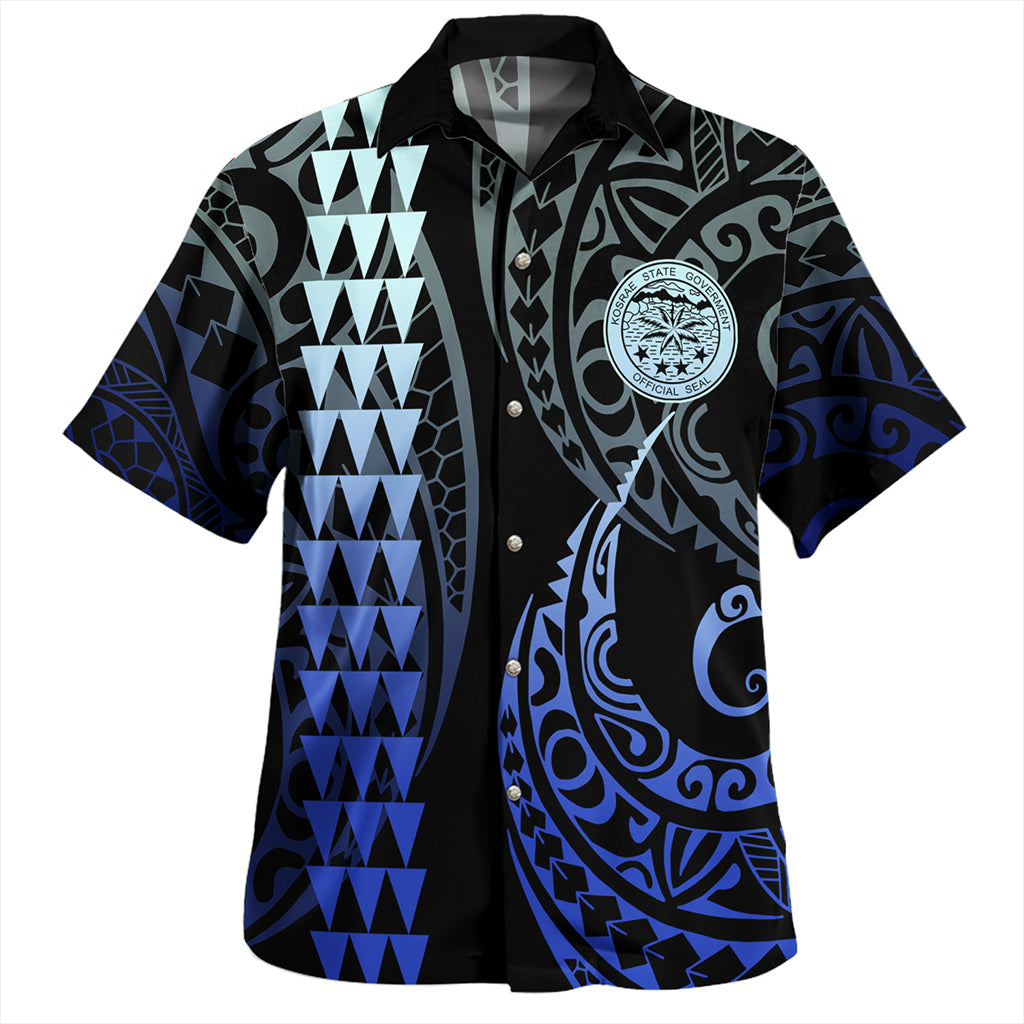 Kosrae Combo Dress And Shirt Coat Of Arms Kakau Style Gradient Blue