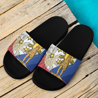 Philippines Filipinos Lapu Lapu Heroes With Sun And Flag Tribal Patterns Slide Sandals