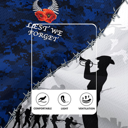 New Zealand Rugby Jersey Anzac Day Poppy Flower And Barbed Wire