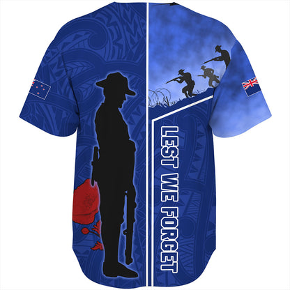 New Zealand Baseball Shirt Anzac Day Lest We Forget Poppy