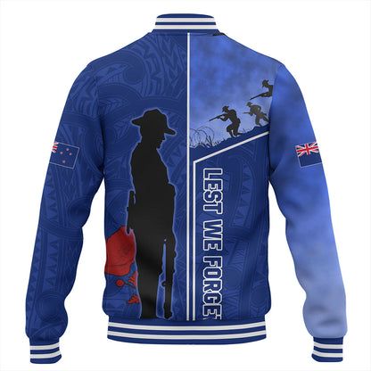 New Zealand Baseball Jacket Anzac Day Lest We Forget Poppy