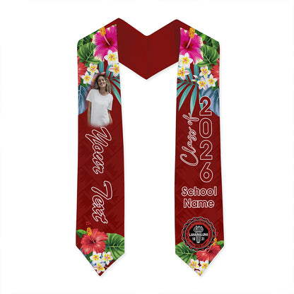 Hawaii Graduation Stole Custom Laupāhoehoe Community Public Charter School Class 2026 Tropical Hibiscus Island Style