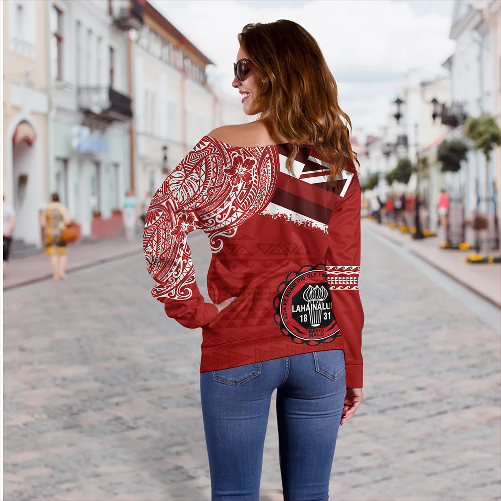 Hawaii Off Shoulder Sweatshirt Lahainaluna High School With Crest Style