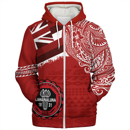 Hawaii Sherpa Hoodie Lahainaluna High School With Crest Style