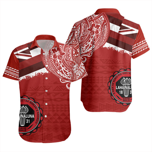 Hawaii Short Sleeve Shirt Lahainaluna High School With Crest Style