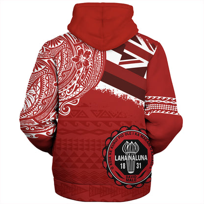 Hawaii Sherpa Hoodie Lahainaluna High School With Crest Style