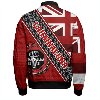 Hawaii Bomber Jacket Lahainaluna High School Half Flag Tribal Polynesia
