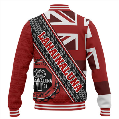 Hawaii Baseball Jacket Lahainaluna High School Half Flag Tribal Polynesia