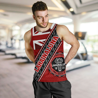 Hawaii Tank Top Lahainaluna High School Half Flag Tribal Polynesia