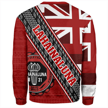 Hawaii Sweatshirt Lahainaluna High School Half Flag Tribal Polynesia