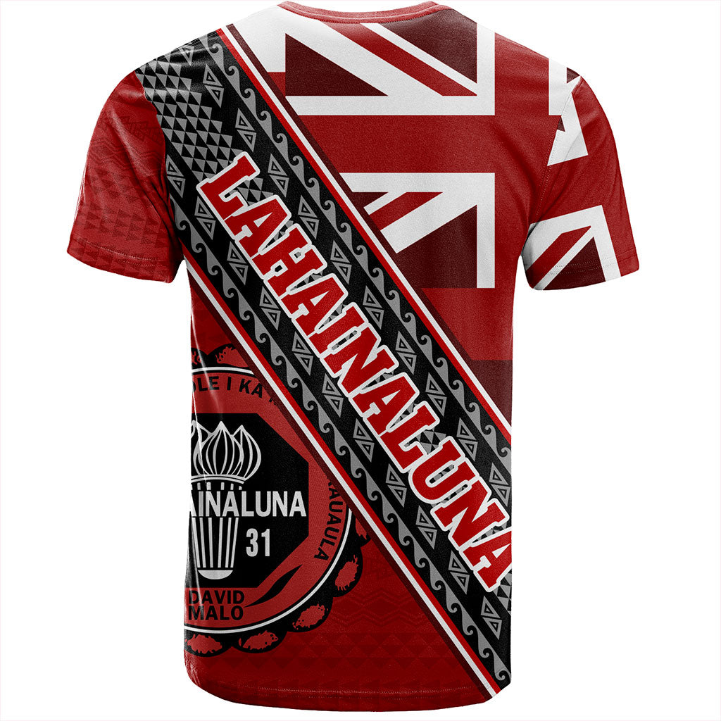 Hawaii T-Shirt Lahainaluna High School Half Flag Tribal Polynesia