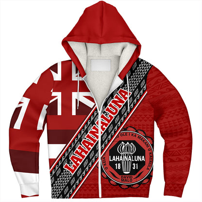 Hawaii Sherpa Hoodie Lahainaluna High School Half Flag Tribal Polynesia