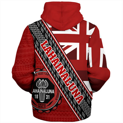 Hawaii Sherpa Hoodie Lahainaluna High School Half Flag Tribal Polynesia