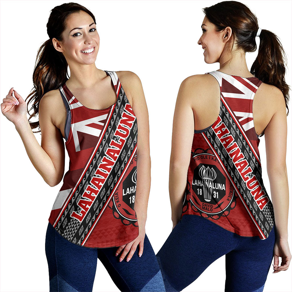 Hawaii Women Tank Lahainaluna High School Half Flag Tribal Polynesia
