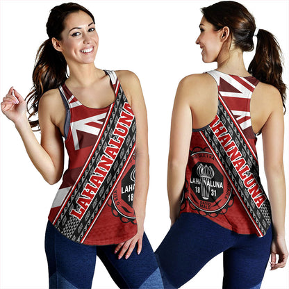 Hawaii Women Tank Lahainaluna High School Half Flag Tribal Polynesia