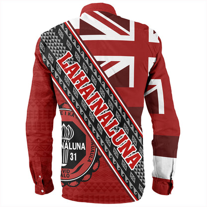 Hawaii Long Sleeve Shirt Lahainaluna High School Half Flag Tribal Polynesia