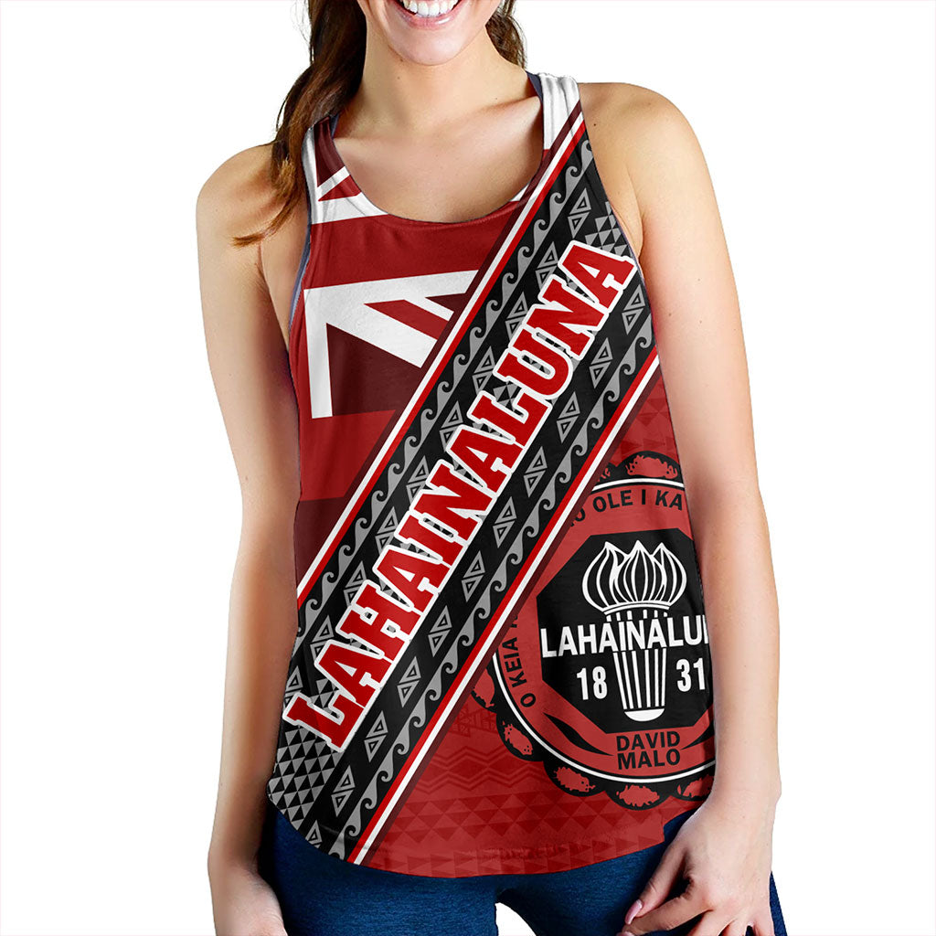 Hawaii Women Tank Lahainaluna High School Half Flag Tribal Polynesia