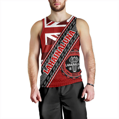Hawaii Tank Top Lahainaluna High School Half Flag Tribal Polynesia