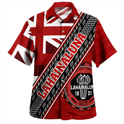 Hawaii Hawaiian Shirt Lahainaluna High School Half Flag Tribal Polynesia