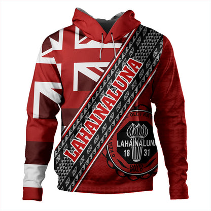 Hawaii Hoodie Lahainaluna High School Half Flag Tribal Polynesia