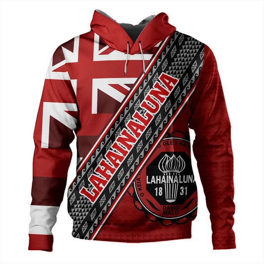 Hawaii Hoodie Lahainaluna High School Half Flag Tribal Polynesia